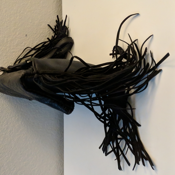 Leather Fringe Fold Over Clutch - Picture 3 of 12